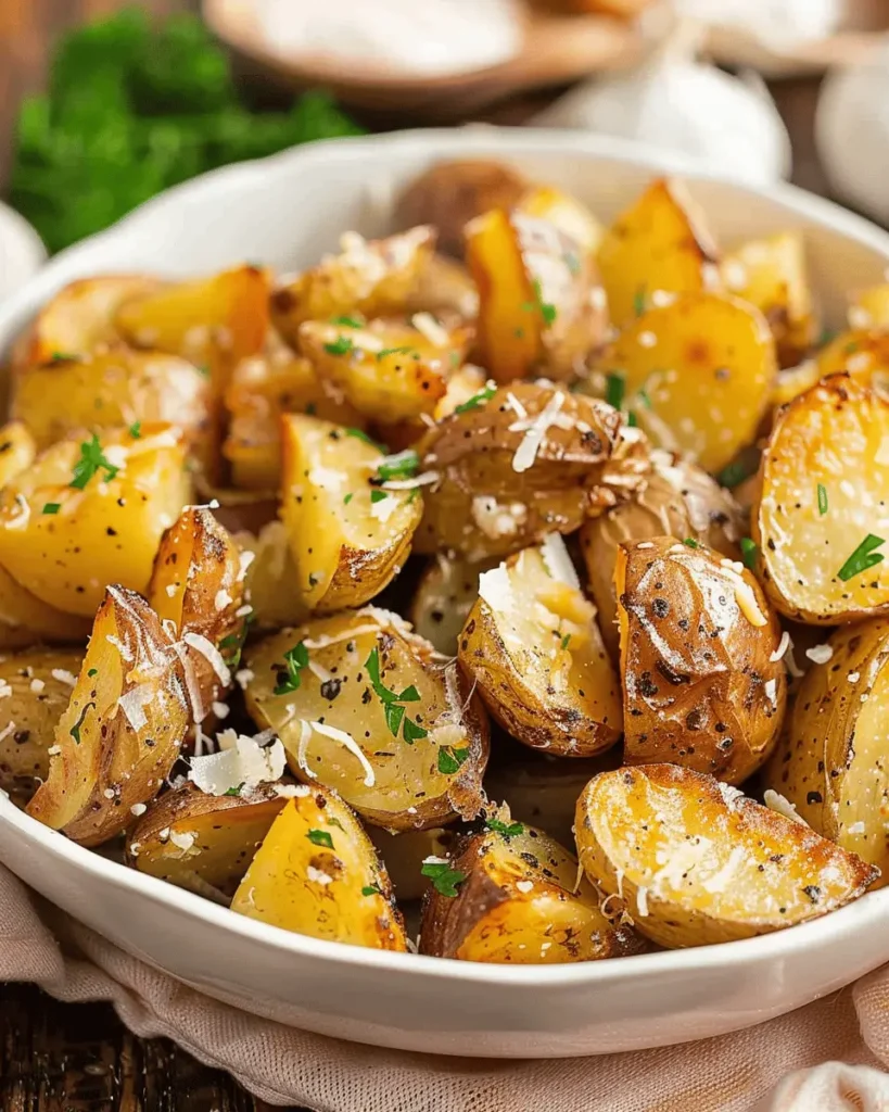 Air Fryer Baked Garlic Parmesan Potatoes