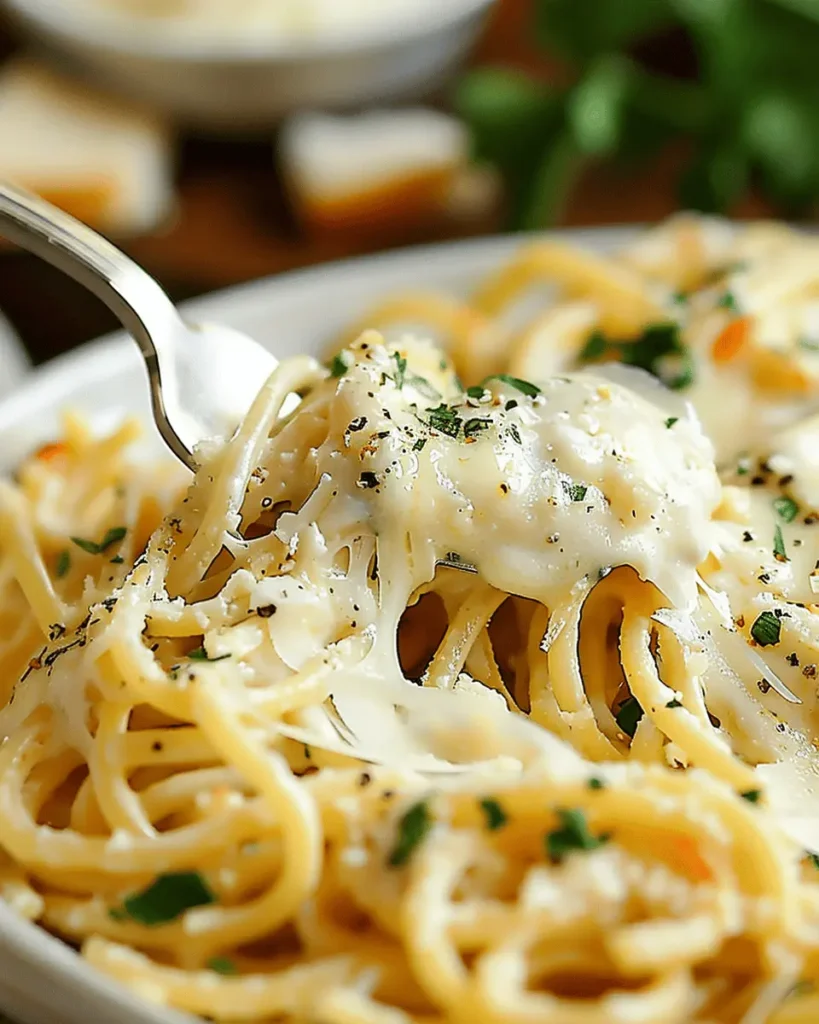 Cheesy garlic parmesan spaghetti and cream cheese
