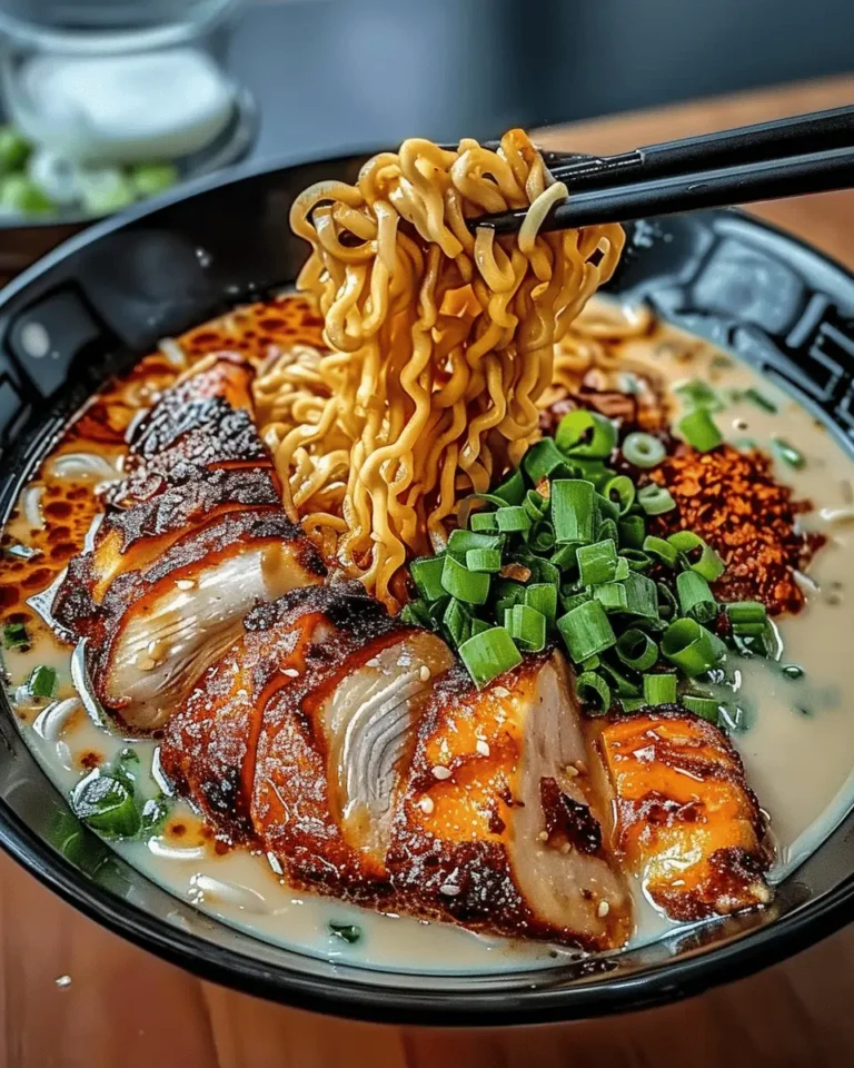 Fiery Chicken Ramen with Creamy Garlic Sauce