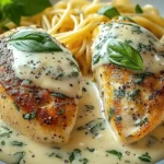 Mozzarella Chicken in Basil Cream Sauce