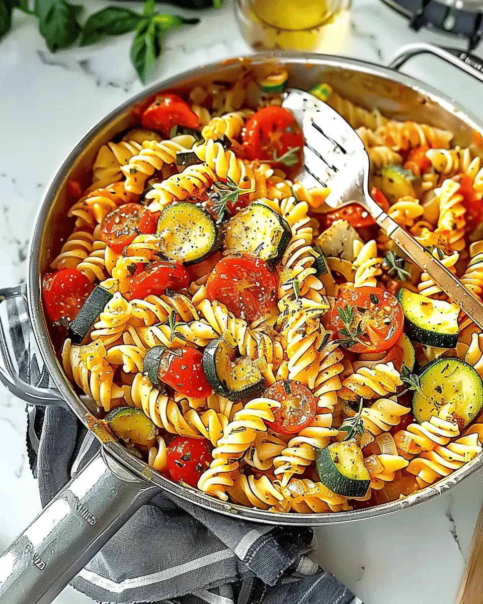 Best Weeknight Tomato Zucchini Pasta with Turkey Bacon Delight