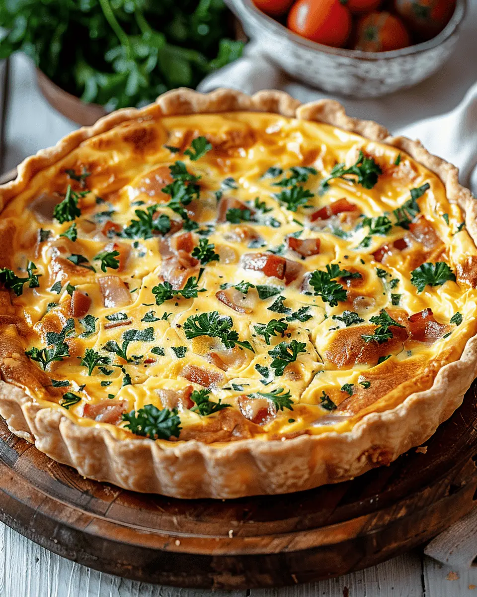 Easy Breakfast Quiche with Turkey Bacon and Chicken Ham Delight