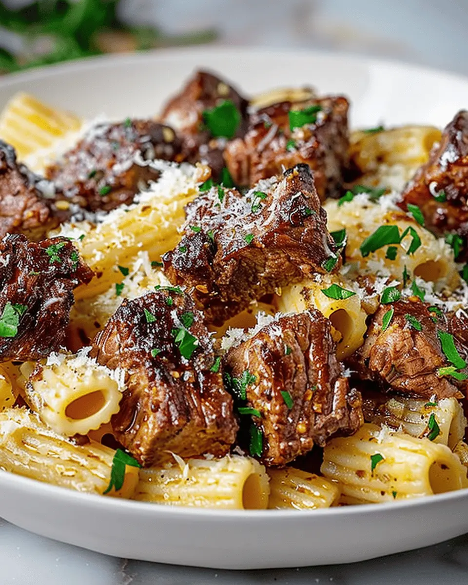 Cajun Steak Tips: Indulgent Cheesy Rigatoni Parmesan Delight