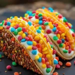 Fruity Pebbles Cheesecake Tacos