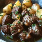 Garlic Butter Beef Bites & Potatoes make a perfect dinner