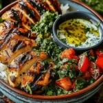 Chimichurri Grilled Chicken Bowl with Garlic Sauce