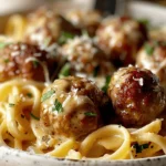 Garlic Butter Meatballs : Creamy Linguine Delight