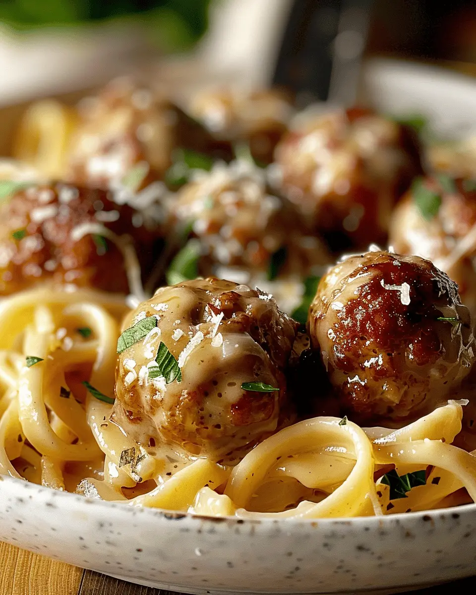 Garlic Butter Meatballs: Indulgent Creamy Linguine Delight
