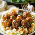 Salisbury Steak Meatballs With Garlic Herb Mashed Potatoes Recipe