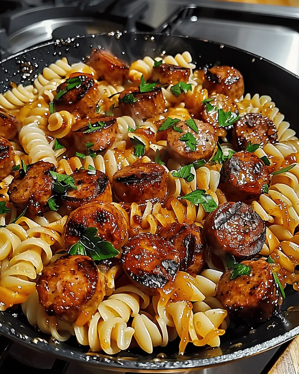 Sticky Honey Garlic Sausage Pasta Skillet: A Delicious One-Pan Meal