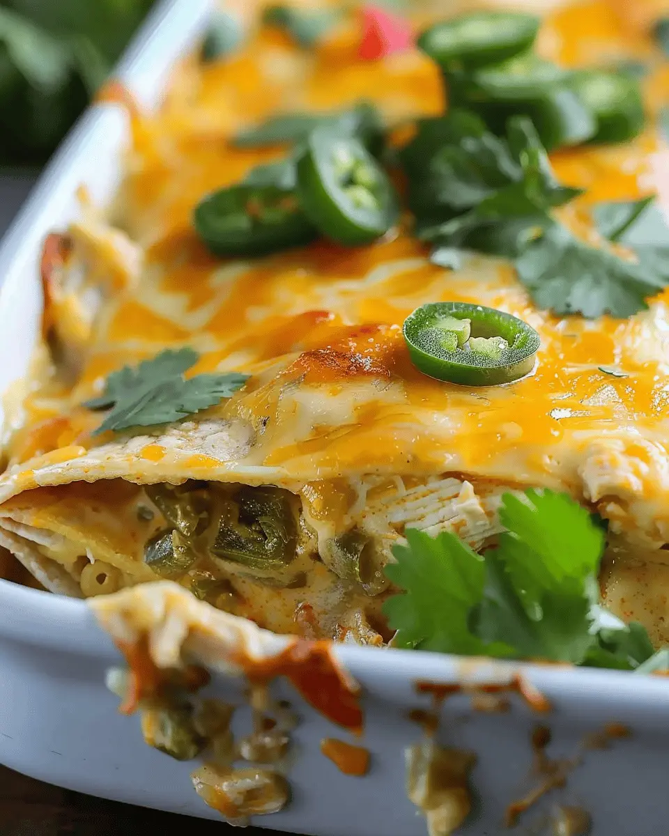 Quick and Easy Green Chile Chicken Enchilada Casserole Delight