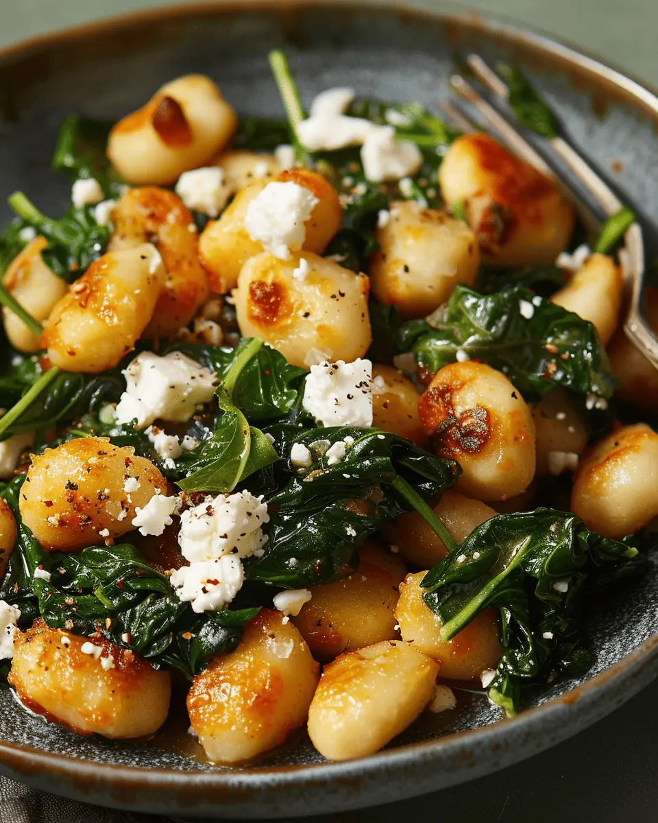Crispy Gnocchi with Spinach and Feta: A Wholesome Childhood Memory