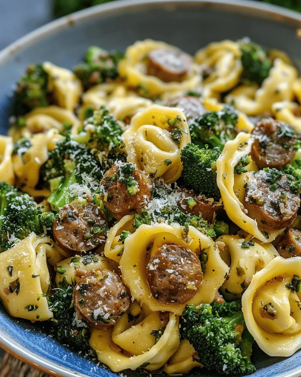 Garlic Parmesan Tortellini: Easy &amp; Indulgent with Sausage and Broccoli
