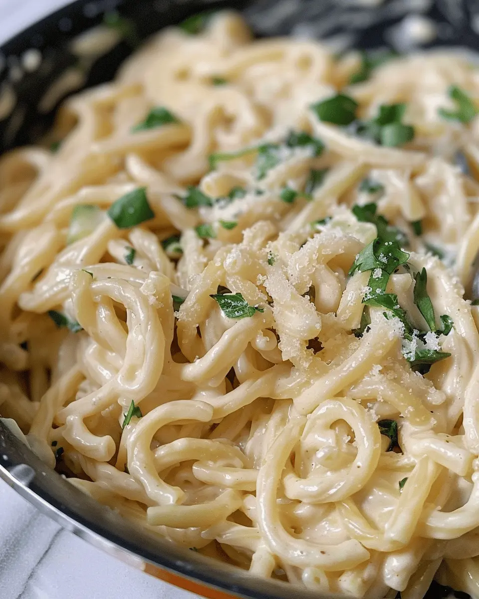 One Pot Creamy Garlic Pasta in Just 20 Minutes with Turkey Bacon