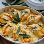 Pumpkin & Gouda Stuffed Shells With Brown Butter & Sage Alfredo Sauce
