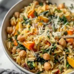 One Pot Fall Vegetable Orzo and Chickpeas Recipe