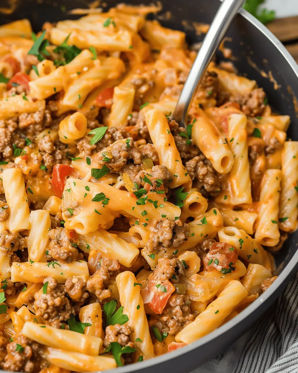 Creamy Rotel Pasta with Ground Beef: Easy Cozy Weeknight Meal