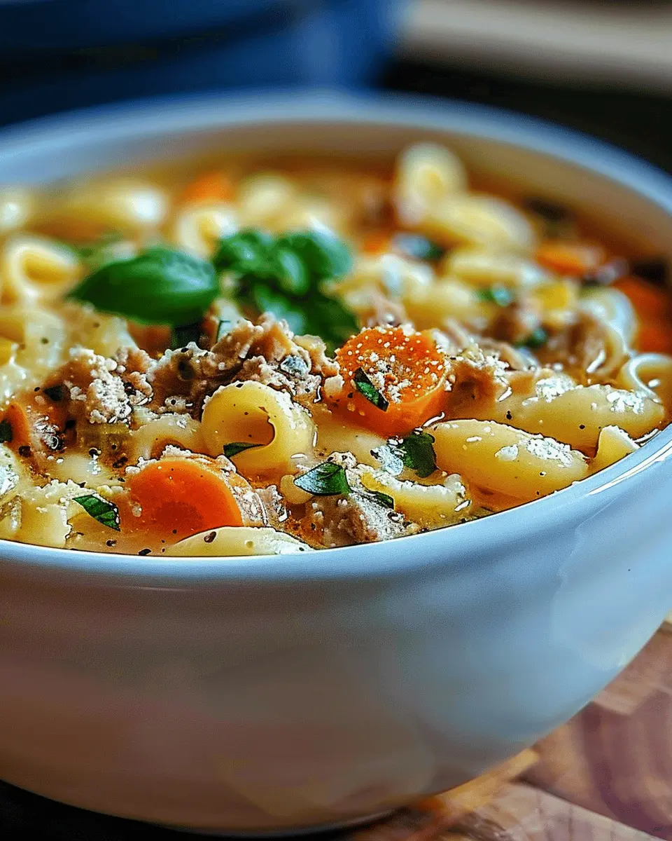 Hearty Creamy Ditalini Soup with Turkey Bacon for Chilly Nights