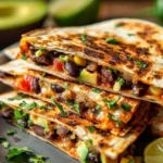 Vegan Quesadillas with Black Beans and Avocado