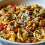 Cowboy Butter Garlic Chicken Tortellini with Fire-Roasted Red Peppers
