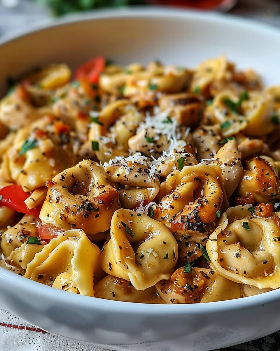 Cowboy Butter Garlic Chicken Tortellini with Juicy Fire-Roasted Peppers