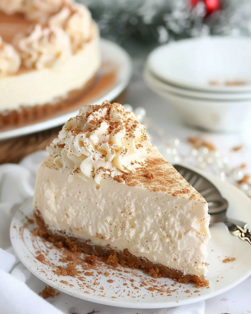 No-Bake Eggnog Cheesecake: Indulgent Treat with Gingersnap Crust