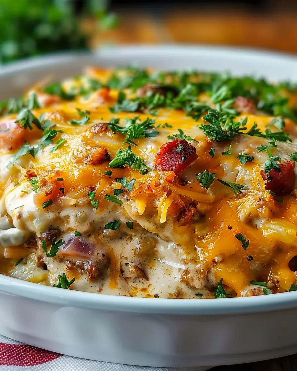 Cowboy Casserole with Turkey Bacon and Chicken Ham Delight