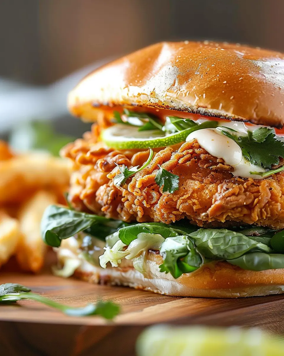 Crispy Cilantro Lime Chicken Sandwich: Easy Air-Fried Delight