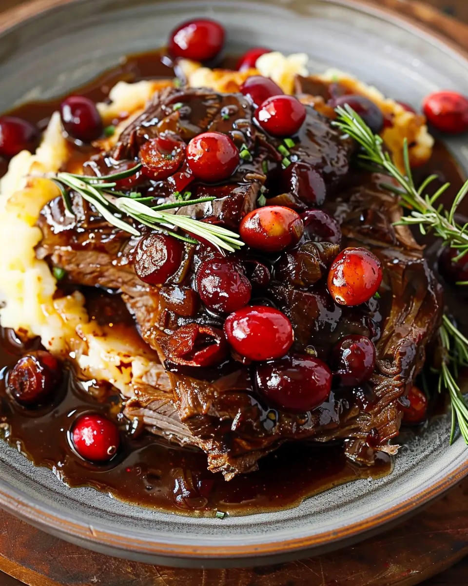 Slow-Braised Beef Roast with Irresistible Cranberry Balsamic Glaze