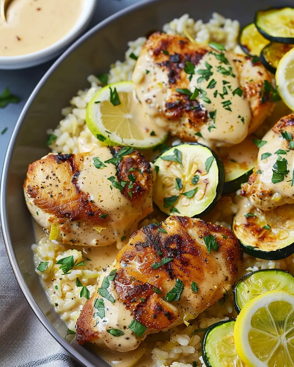 Creamy Lemon Butter Chicken with Crispy Zucchini Bliss