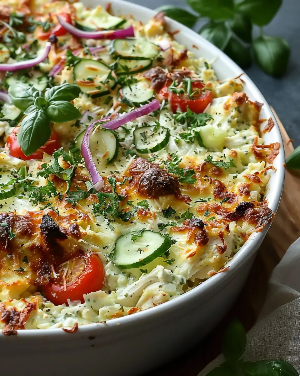 dump-and-bake chicken tzatziki casserole: easy, flavorful comfort meal