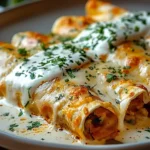 CHICKEN ENCHILADAS WITH SOUR CREAM WHITE SAUCE